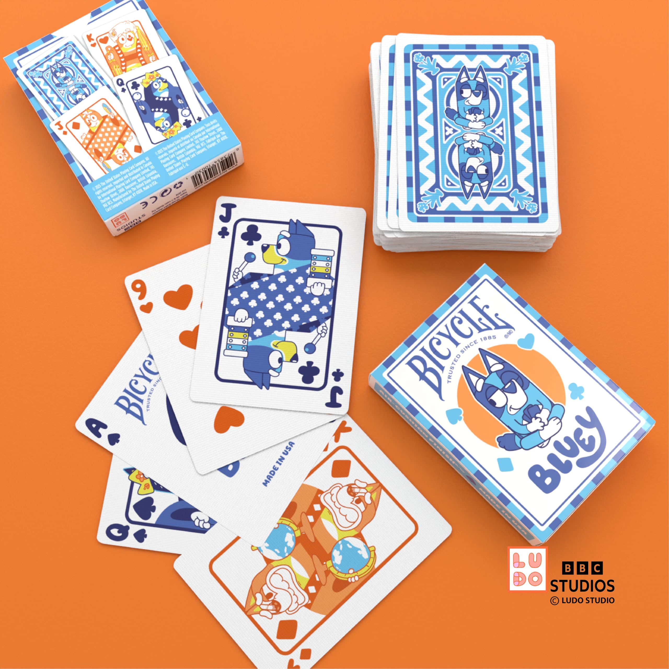 Bicycle Bluey Playing Cards Deck, Cute and Collectible Bluey Toys Deck of Card Game for Family Game Night Featuring Bingo, Chilli, and Bandit