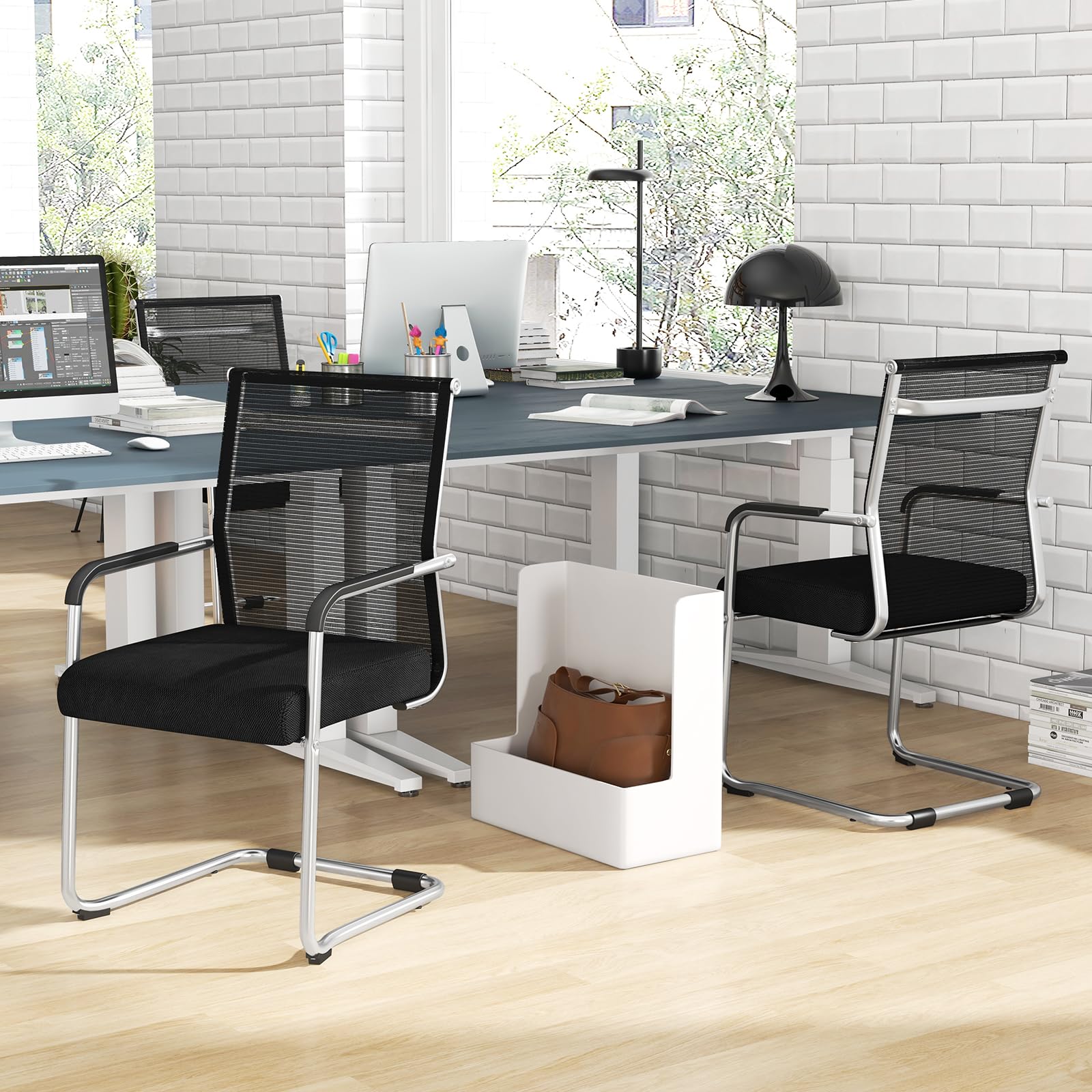 GIANTEX Freischwinger Stühle 2/4er Set Stapelbar, Besucherstuhl (2)
