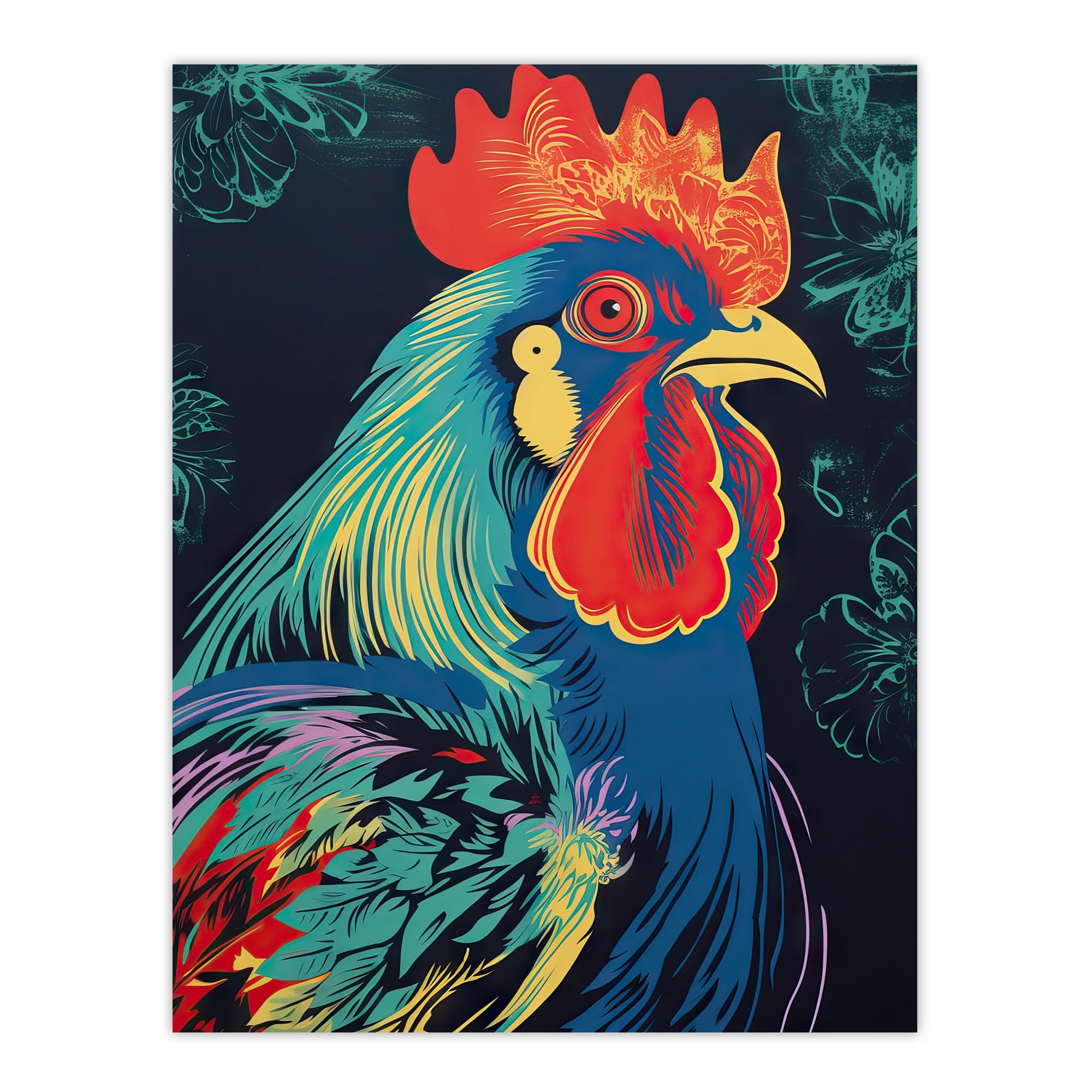 Artery8 Rooster Hen Cock Chicken Artwork Poster W18" x H24"