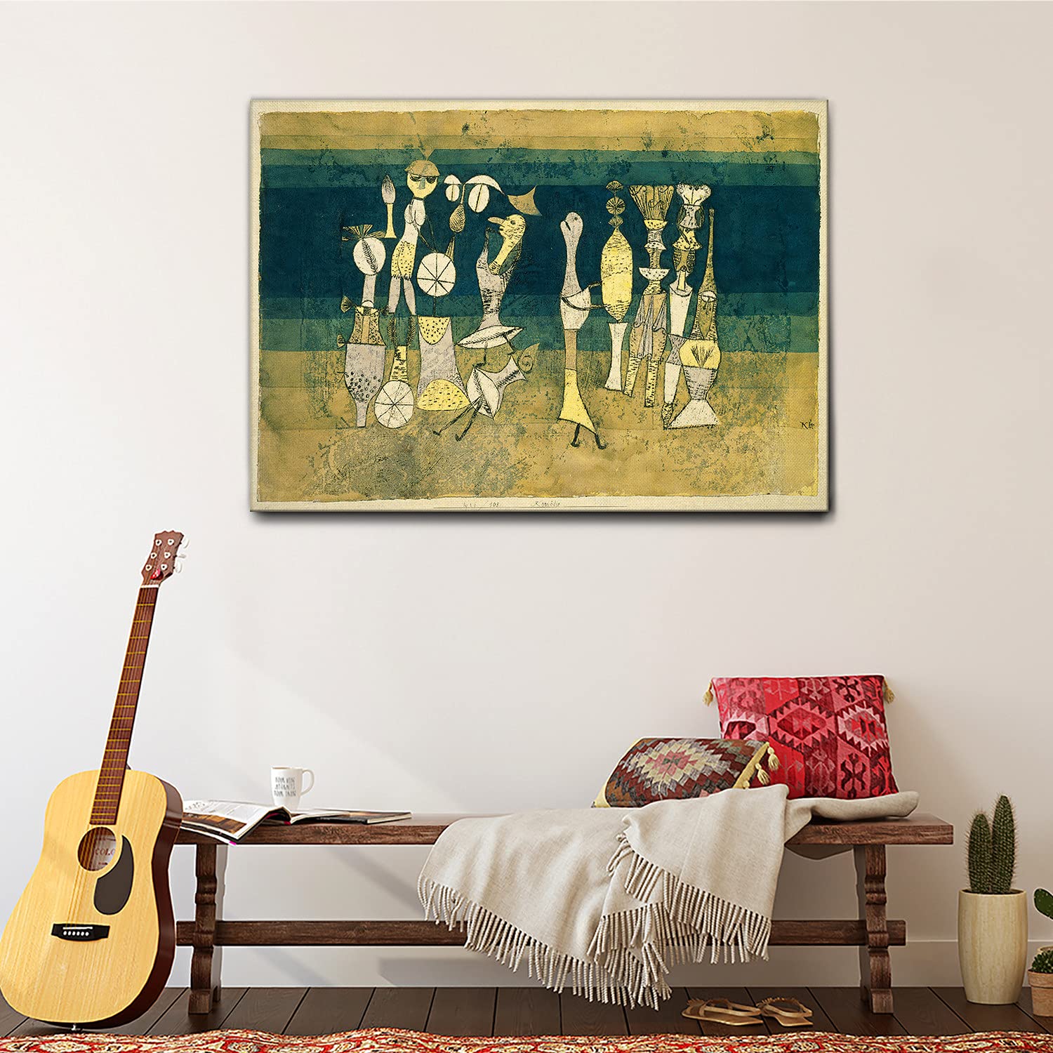 Giallobus - Quadro - Paul Klee - Commedia - Tela canvas - 140x100 - Pronto da appendere - Quadri moderni per la casa