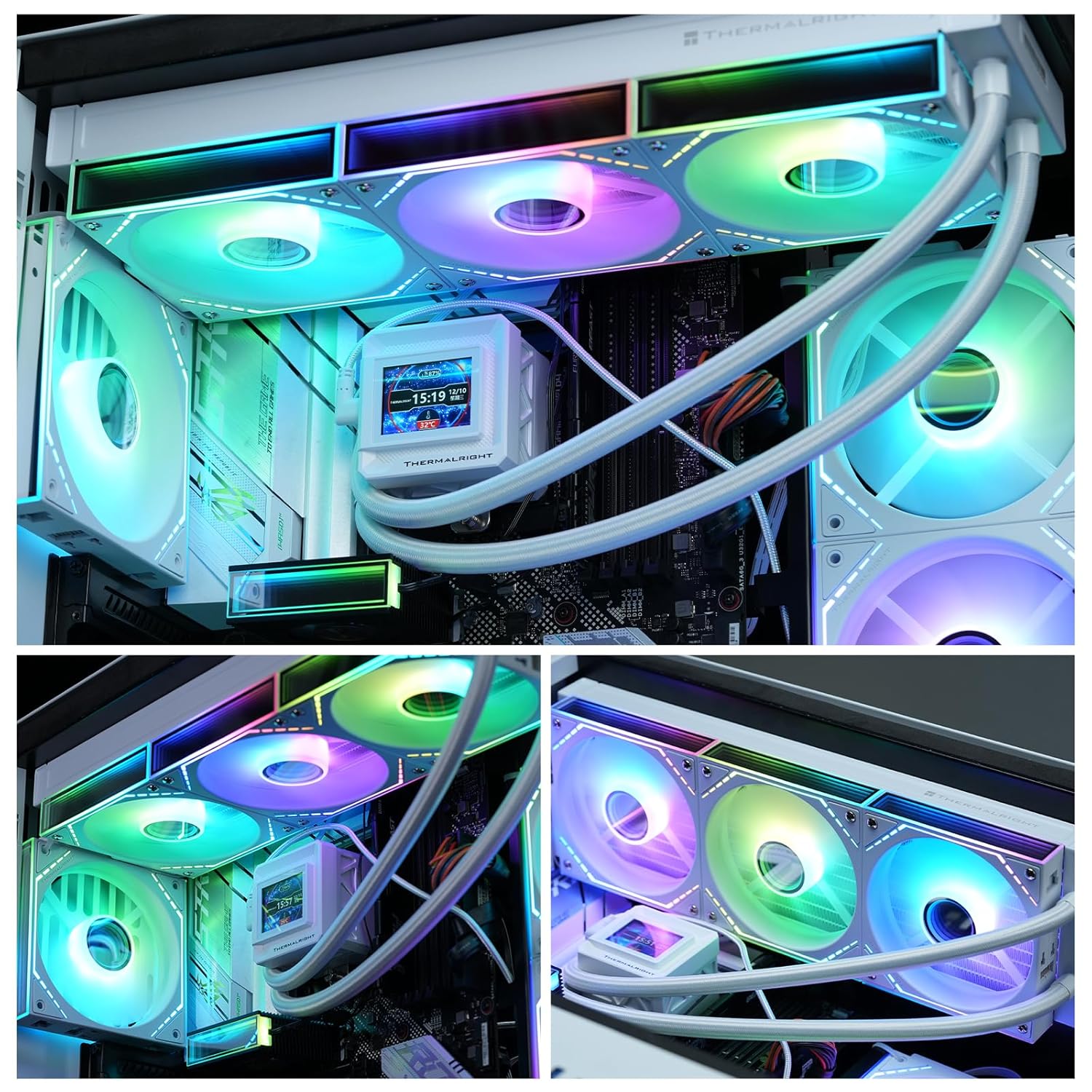 TL-M12QRW-S X3 120mm ARGB White PC Case Fans 3-Pack, Reverse Blade Design, 1500RPM PWM Fans with Daisy-Chain, 47.6CFM, S-FDB Bearing, Infinity-Mirror Lighting for PC Cases and CPU Coolers
