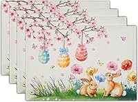 Vista 71 de Giwawa Juego de 4 manteles individuales decorativos de feliz cumpleaños, regalos de pastel de cumpleaños, banderas de colores, globos de confeti