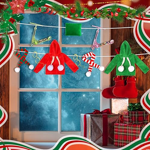 Miniatura 8 de 12 piezas de accesorios de elfo de Navidad incluyen muñeca de Navidad, saco de dormir, suéter, delantal, sombrero de chef, bufanda, orejeras,