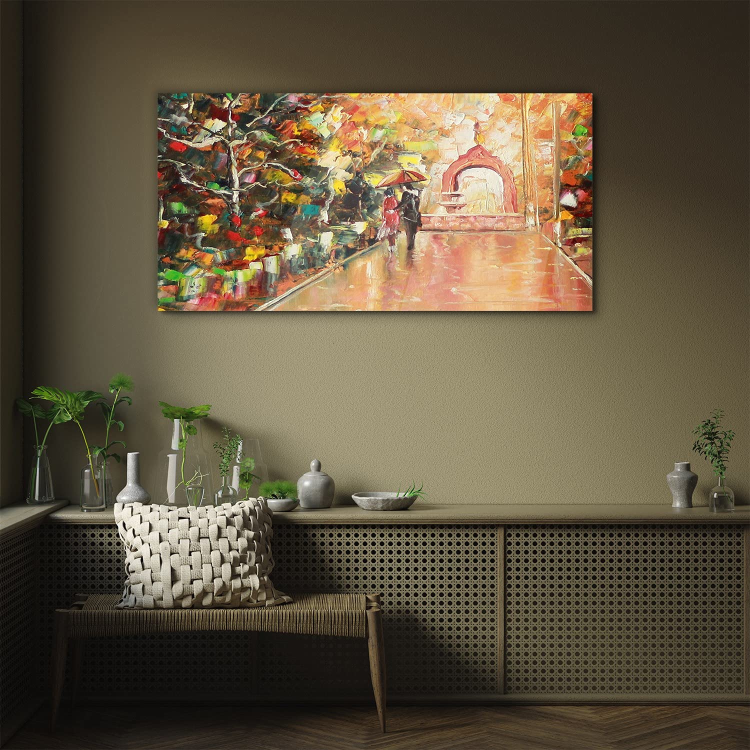 Coloray Pintura Vidrio Acrílico 100x50cm Cuadro De Pared De Arte De Vidrio Sala De Estar Cocina Acryl Mural - Árboles Pareja Pintura