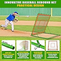 Vista 6 de KingDolly 4x4.5FT Overlocked Seam Baseball Rebounder Net, Bounce Back Net with 10 Adjustable Angles, Pitch Back Baseball Rebounder for Ground/Line