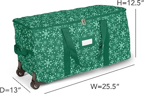 Vista 88 de Covermates Keepsakes Rolling Treasurekeeper Storage Bag - Carrying Handles, ID Window, Dual Wheels - Holiday Storage, Green