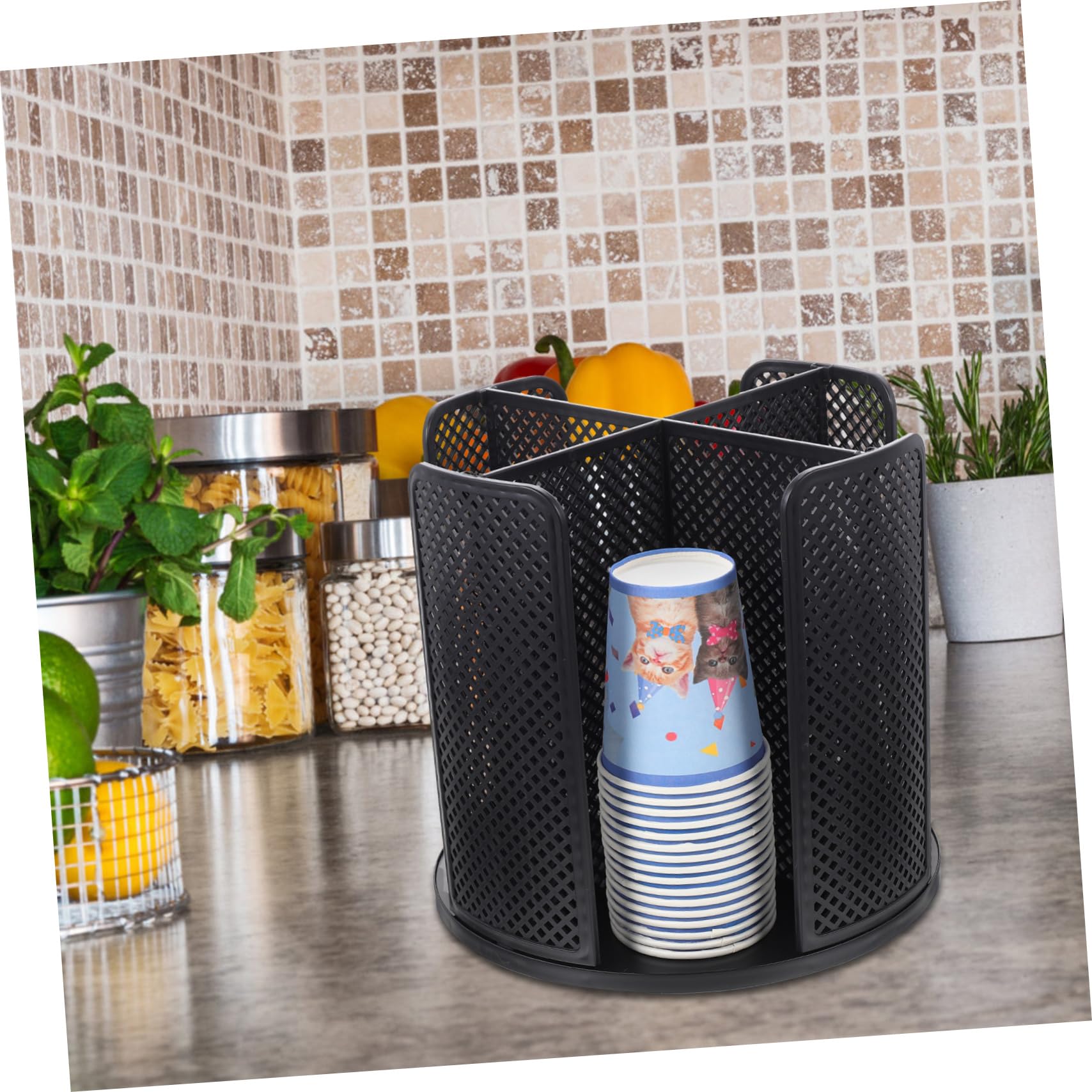 Ciieeo Paper Cup Dispenser Holder Rotating Rack for Cups Space Saving Organizer for Home Bar and Milk Tea Shops Sleek Design