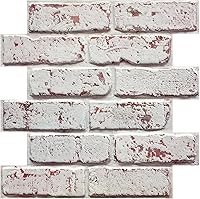 Peel and Stick 3D Whitewash Brick Wall Panels, 10pcs 12x12in Faux Brick Self-Adhesive Backsplash for Kitchen Bedroom Decor