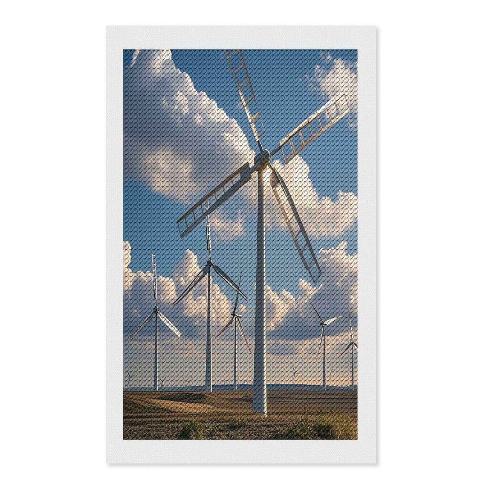 FekiLoot Windmills Paint by Numbers Kit for Adults Beginner DIY Diamond Dots Paintings Round Full Drill Diamond Art Kits Picture Diamond Art Painting Kits for Home Decor 12"x20"