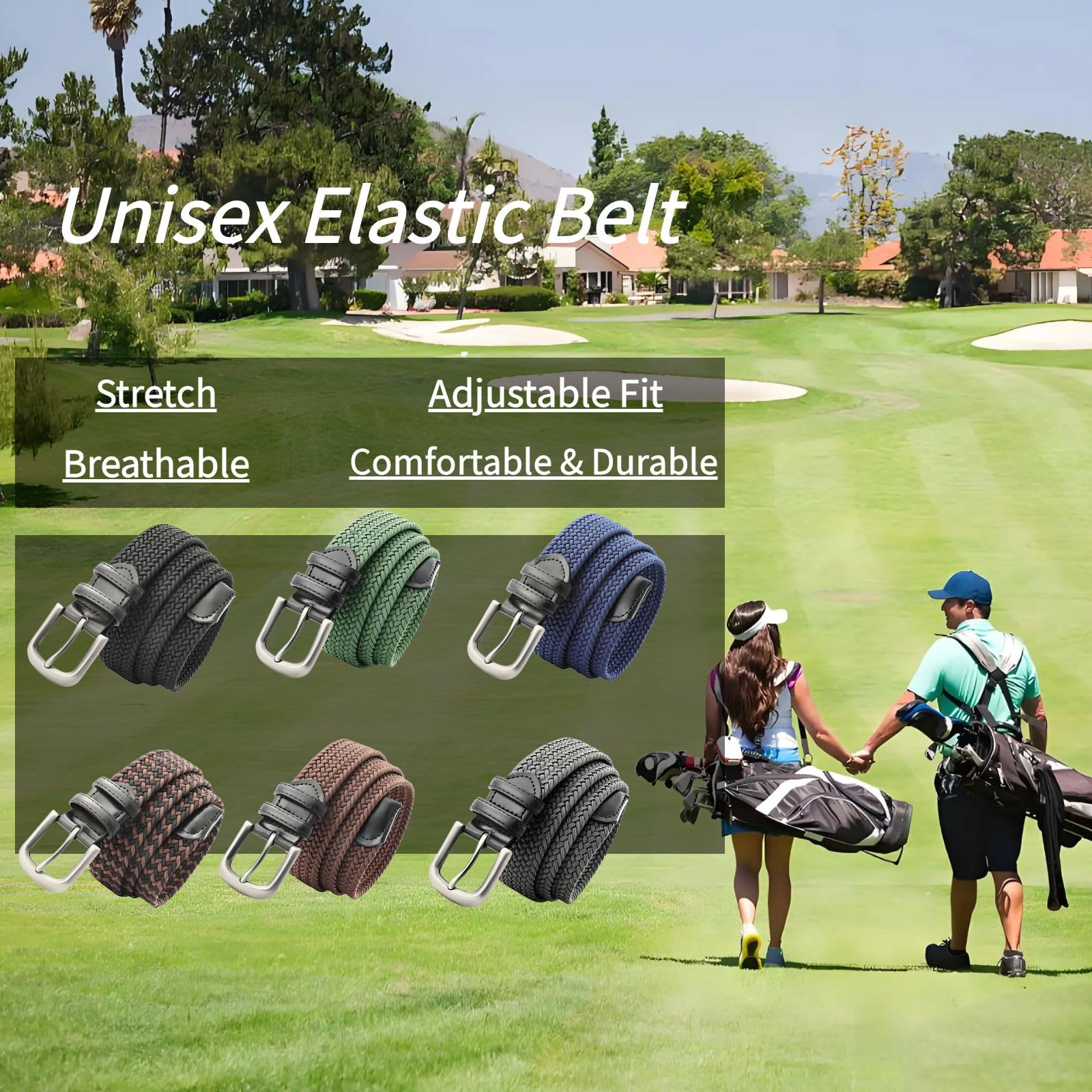 Ceinture Tressée Renforcée Grandes Tailles - Double Boucle 130-160cm(51-63") 220g Léger Sport/Bureau Green