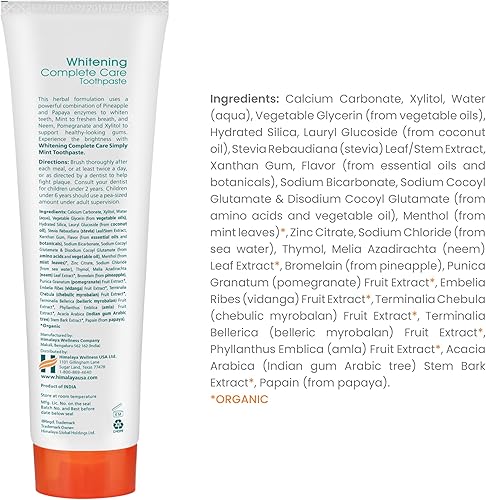 Miniatura 8 de Crema de dientes Himalaya para blanquear, simplemente menta, 5,29 onzas, Paquete de 1