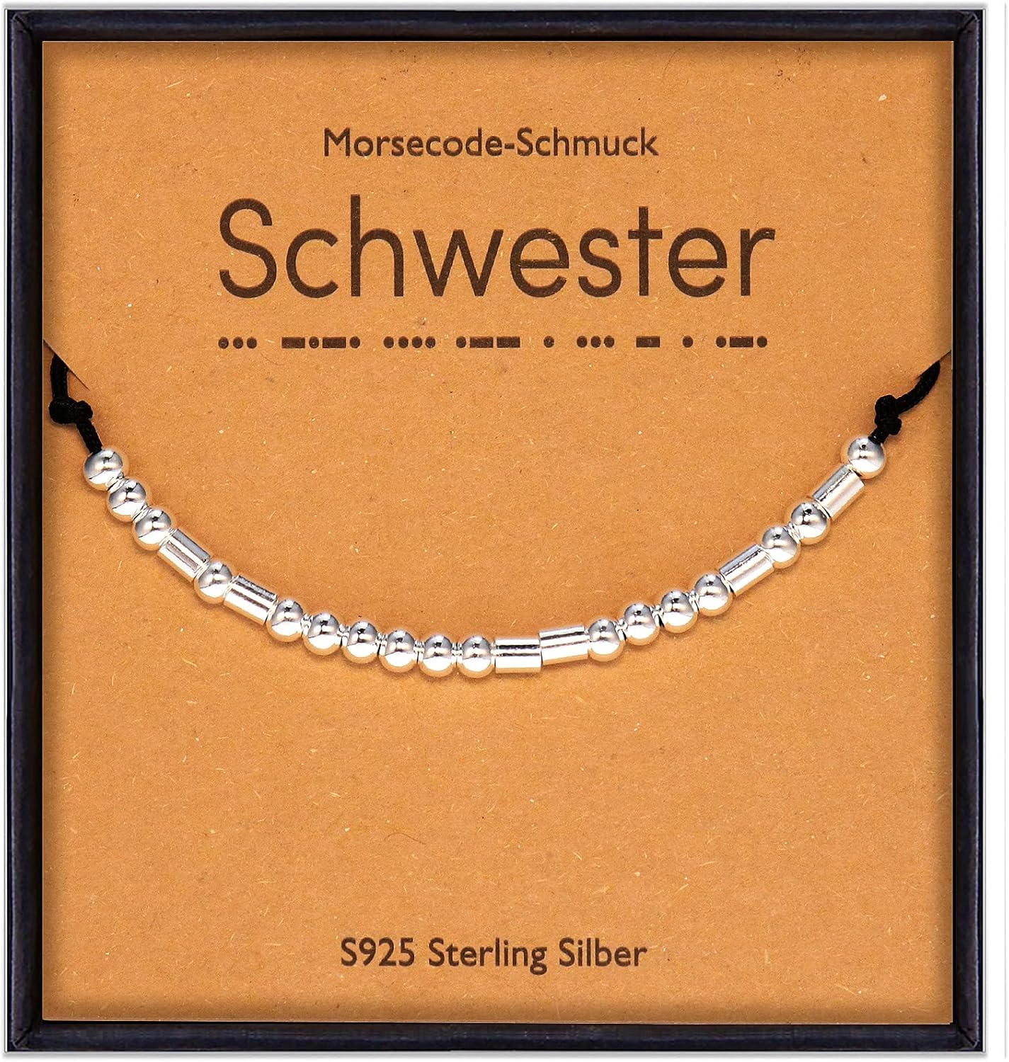 Bracciale Regolabile Per Figlia In Argento 925 Con Codice Morse – SuYi – Messaggio Segreto – 16-28 Cm