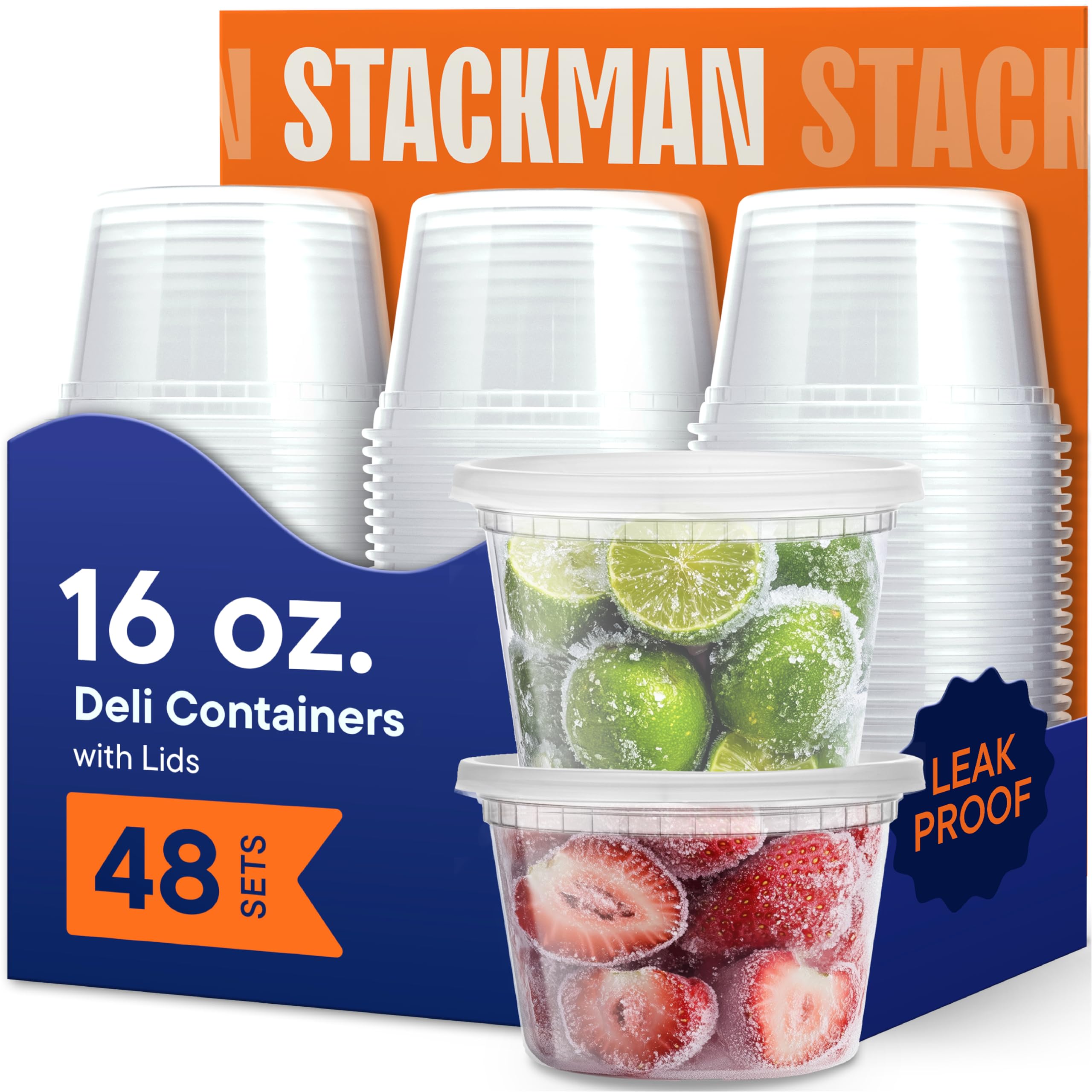 Stack Man 16 oz Deli Containers with Lids