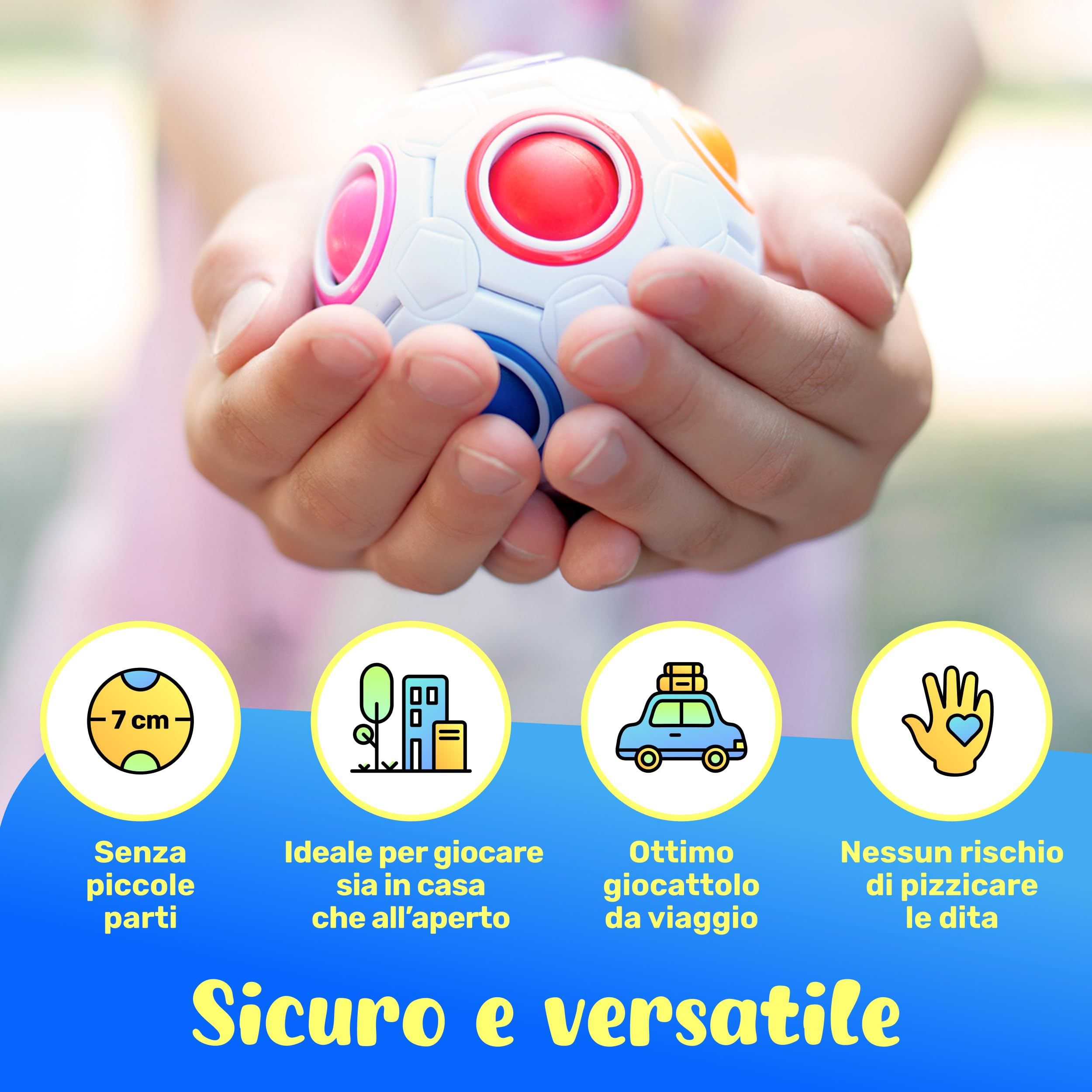 CUBIDI® Palla Magica Arcobaleno Puzzle 3D. Rompicapo Antistress per Bambini e Adulti. Ideale Come Regalo Bambino 6 Anni o per Giochi da Viaggio.