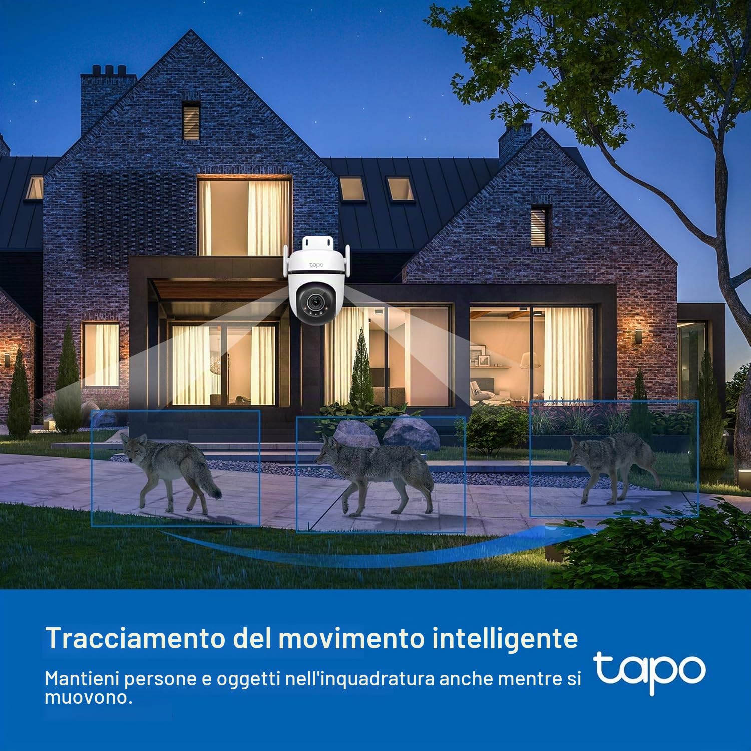 Tapo TP-Link C520WS, Telecamera di sicurezza Wi-Fi per esterni, definizione 4MP, visione notturna Starlight-Color, audio bidirezionale. Cloud Video Recording, Funziona con Alexa