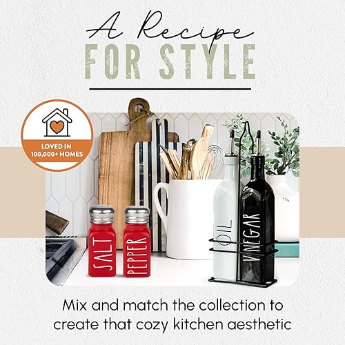 Miniatura 6 de Brighter Barns - Juego de saleros y pimenteros rojos - Decoración de cocina roja de granja y accesorios para el hogar, restaurantes, bodas, lindos