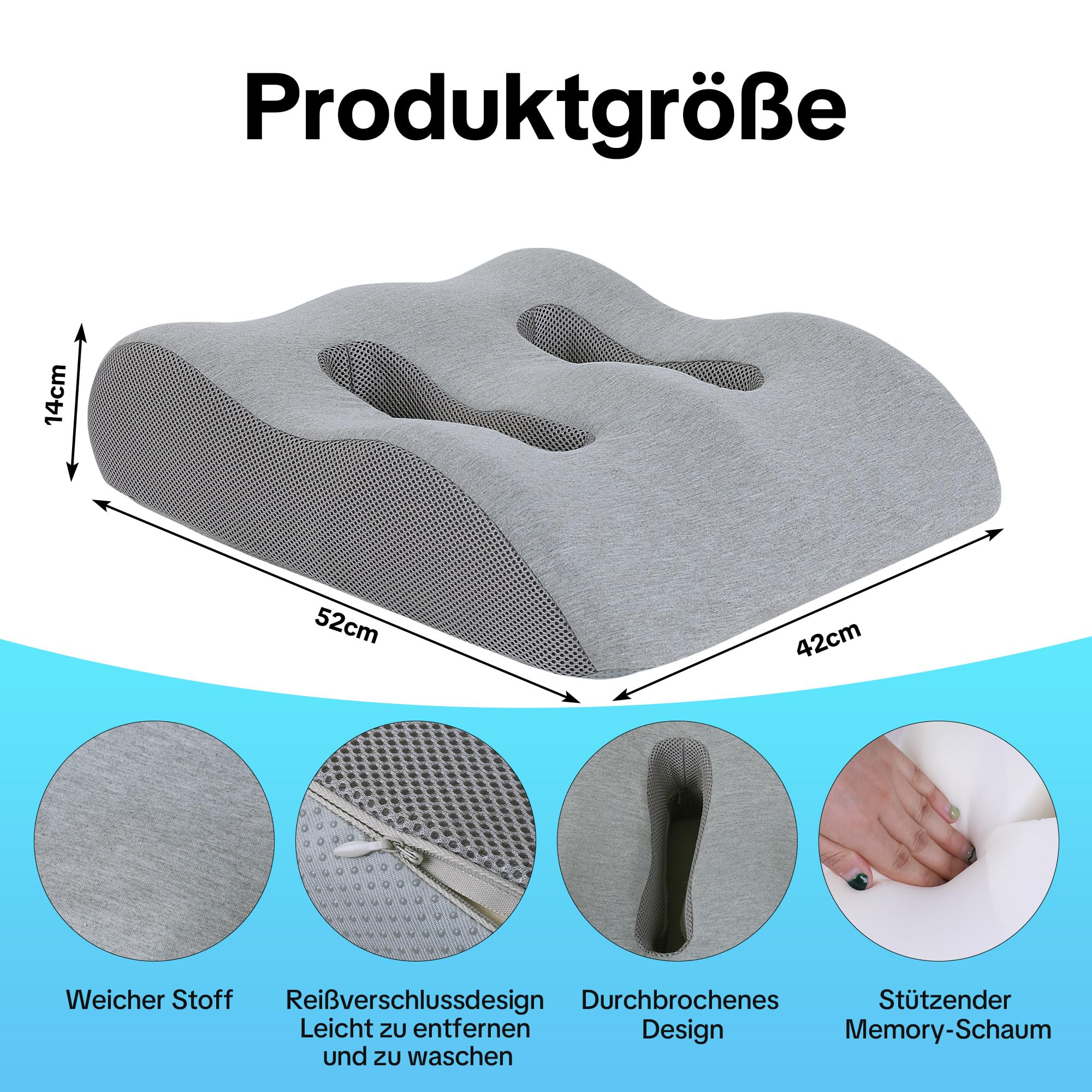 Beinlagerungskissen nach Operationen, ergonomisches & atmungsaktives Beinauflagekissen für postoperative & posttraumatische Pflege, Memory-Schaum zur Förderung der Durchblutung