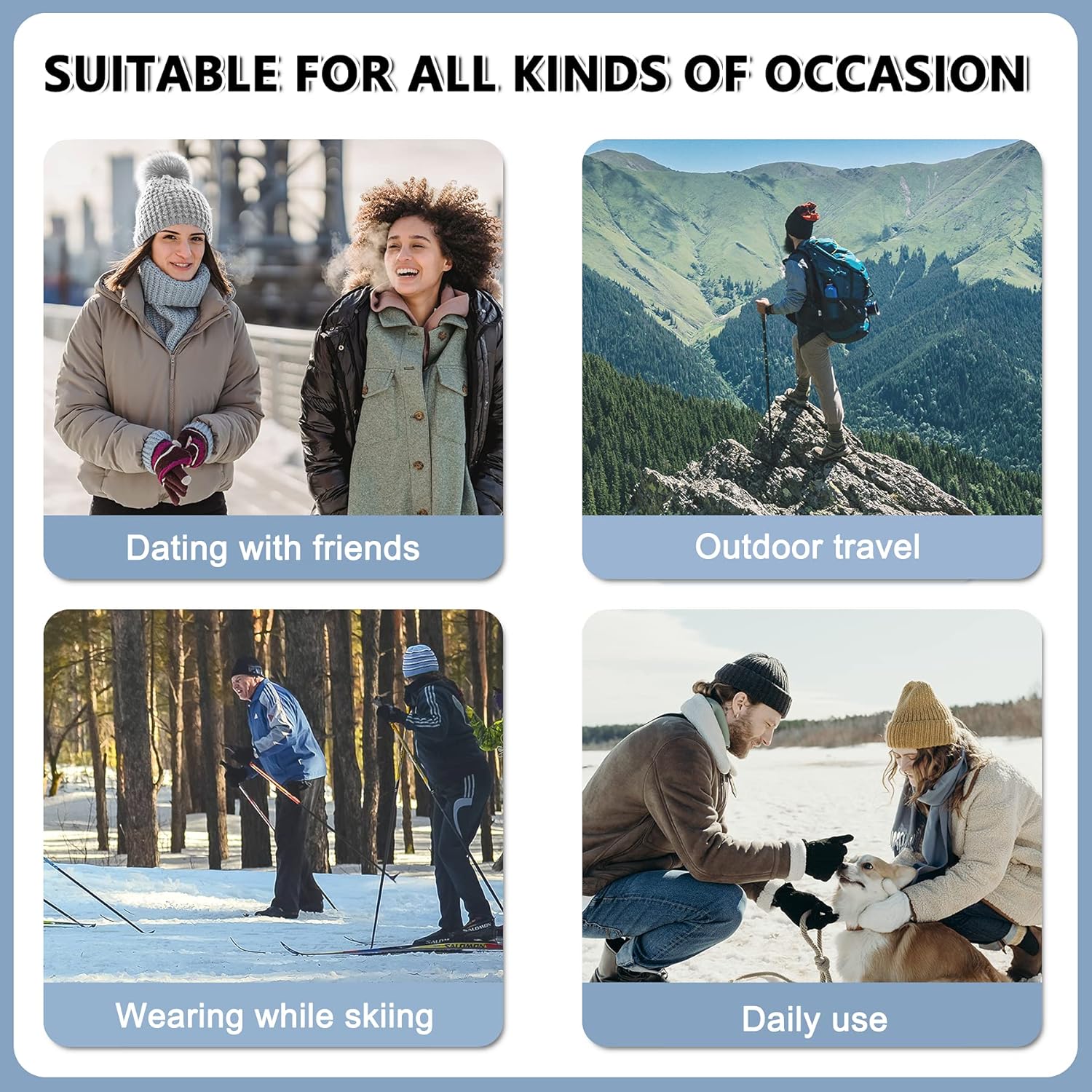 Women's Winter Beanie Warm Fleece Lining - Thick Slouchy Cable Knit Skull Hat Ski Cap - Image 5