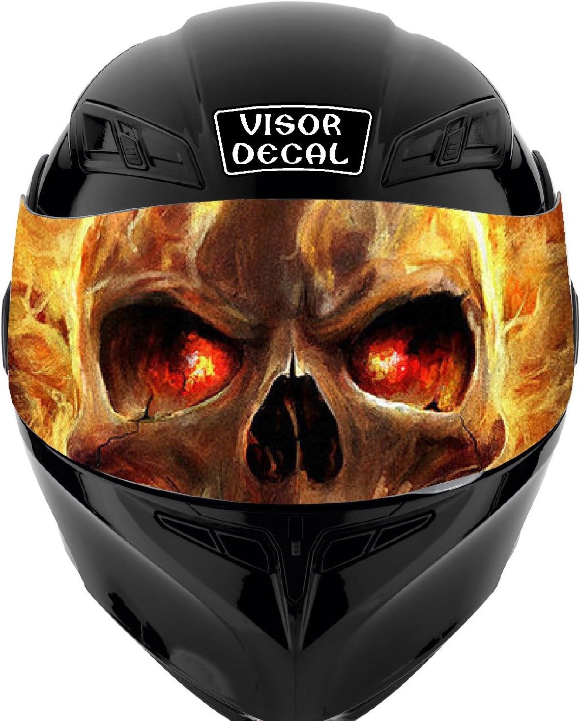 Skull flame fire red helmet visor wrap tint vinyl graphic decal style
