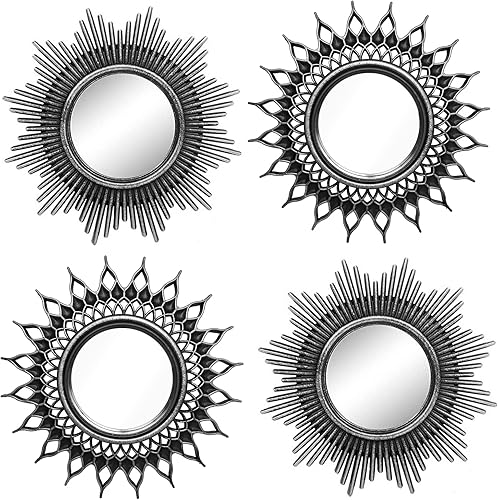 ZEXUIRU Juego de 4 espejos pequeños para decoración de pared espejos redondos blancos para decoración de habitación y hogar espejos decorativos para