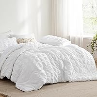 Vista 1 de Bedsure Bed in a Bag Full - 7 Pieces Plaid Seersucker Bedding Comforter Sets, Soft Lightweight White Boho Bed Set with Comforters Full Size, Sheets