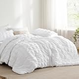 Bed in a Bag Queen - 7 Pieces Plaid Seersucker Bedding Comforter Sets, Soft Lightweight White Boho Bed Set with Comforters Queen Size, Sheets, Pillowcases & Shams