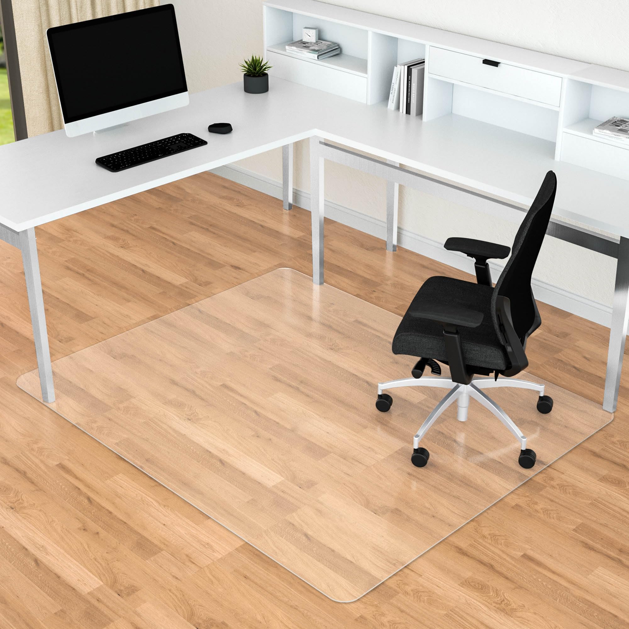 Office Chair Mat for Hard Floors, 44” x 58” Large Floor Protector Mat, Easy Rolling Desk Chair Mats for Hardwood, Clear, Easy to Clean (Rectangle)