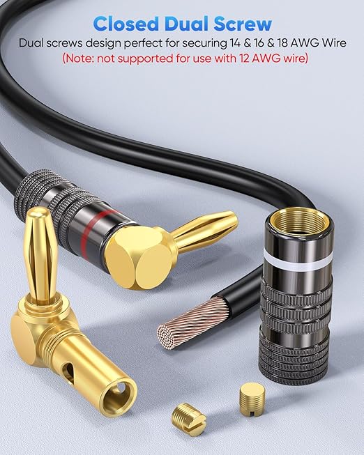 Conectores Banana Plug en Ángulo Recto 2 Pares 24K Oro para Altavoces miniatura 2