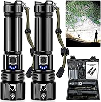 Vista 1 de ANKRA Linterna LED recargable de alto lumen, 10 modos de zoom, impermeable, banco de energía de salida USB, linterna táctica para camping