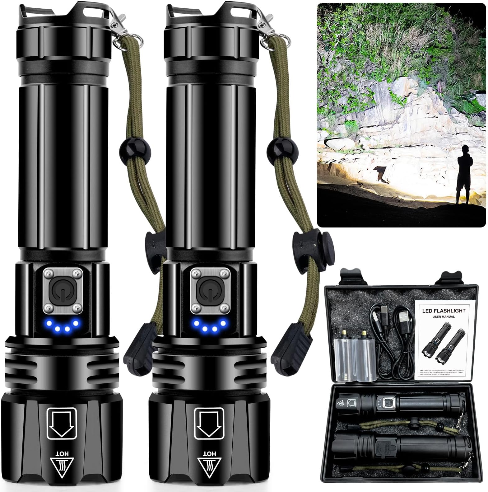 ANKRA High Lumen Rechargeable LED Flashlight, 10 Modes Zoomable,Waterproof,USB Output Power Bank,Tactical Flashlight for Camping,Hiking,Emergencies