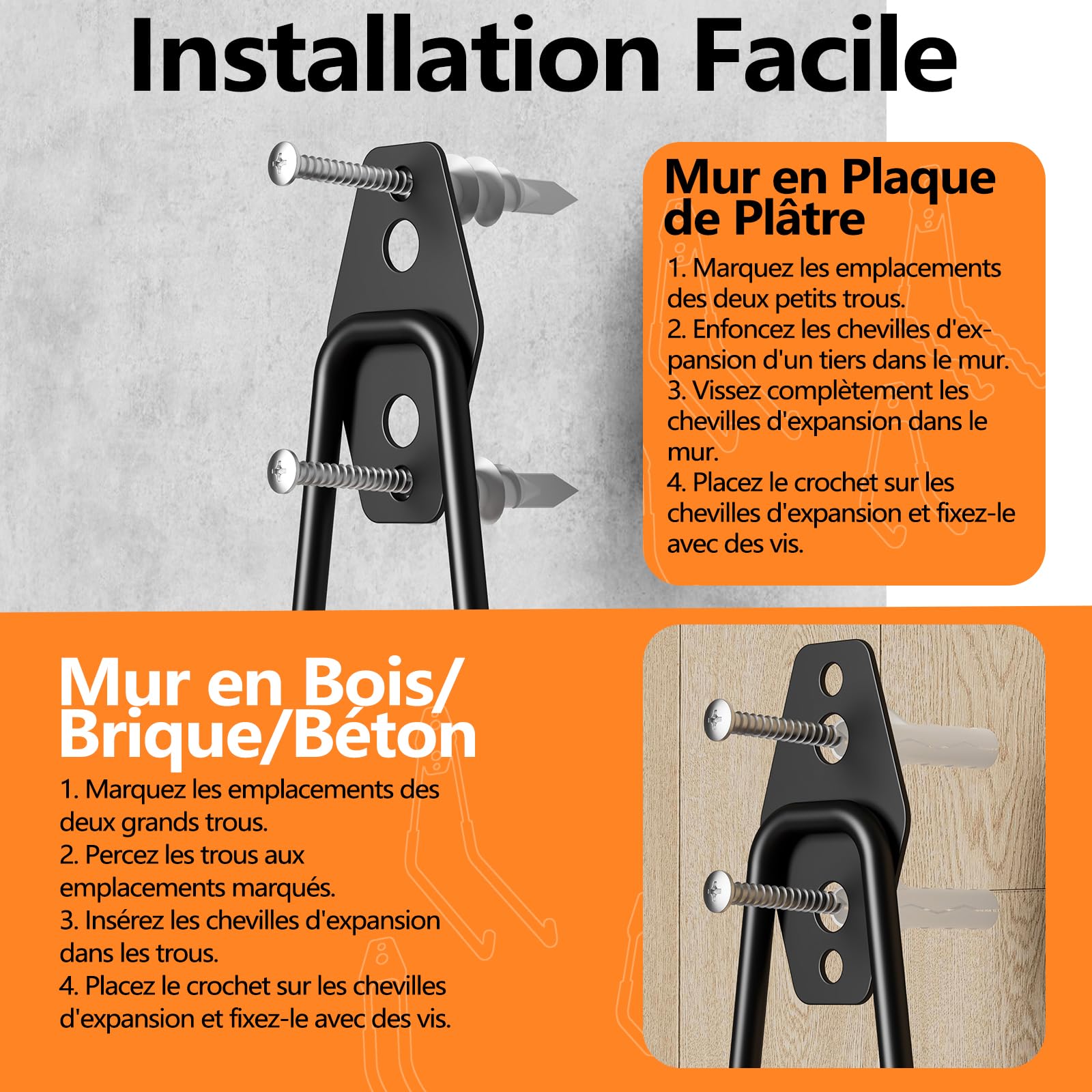 Lot de 12 crochets de garage robustes en fer avec revêtement antidérapant, cintres à outils pour organiser les outils électriques, vélos, échelles, articles en vrac, cordes, skateboard Lot de 12 crochets de garage robustes en fer avec revêtement antidérapant, cintres à outils pour organiser les outils électriques, vélos, échelles, articles en vrac, cordes, skateboard