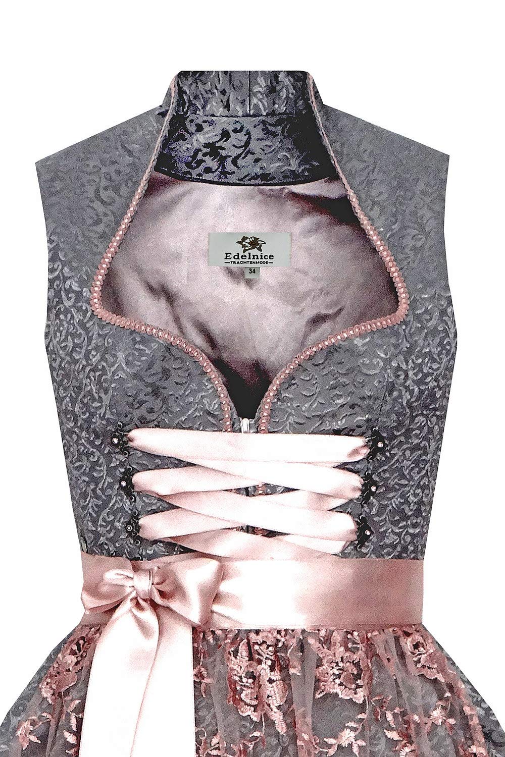 Edelnice Trachtenmode Exklusives Designer Langes Dirndl Miriam inkl. Spitzen Dirndlschürze Gr. 36-60