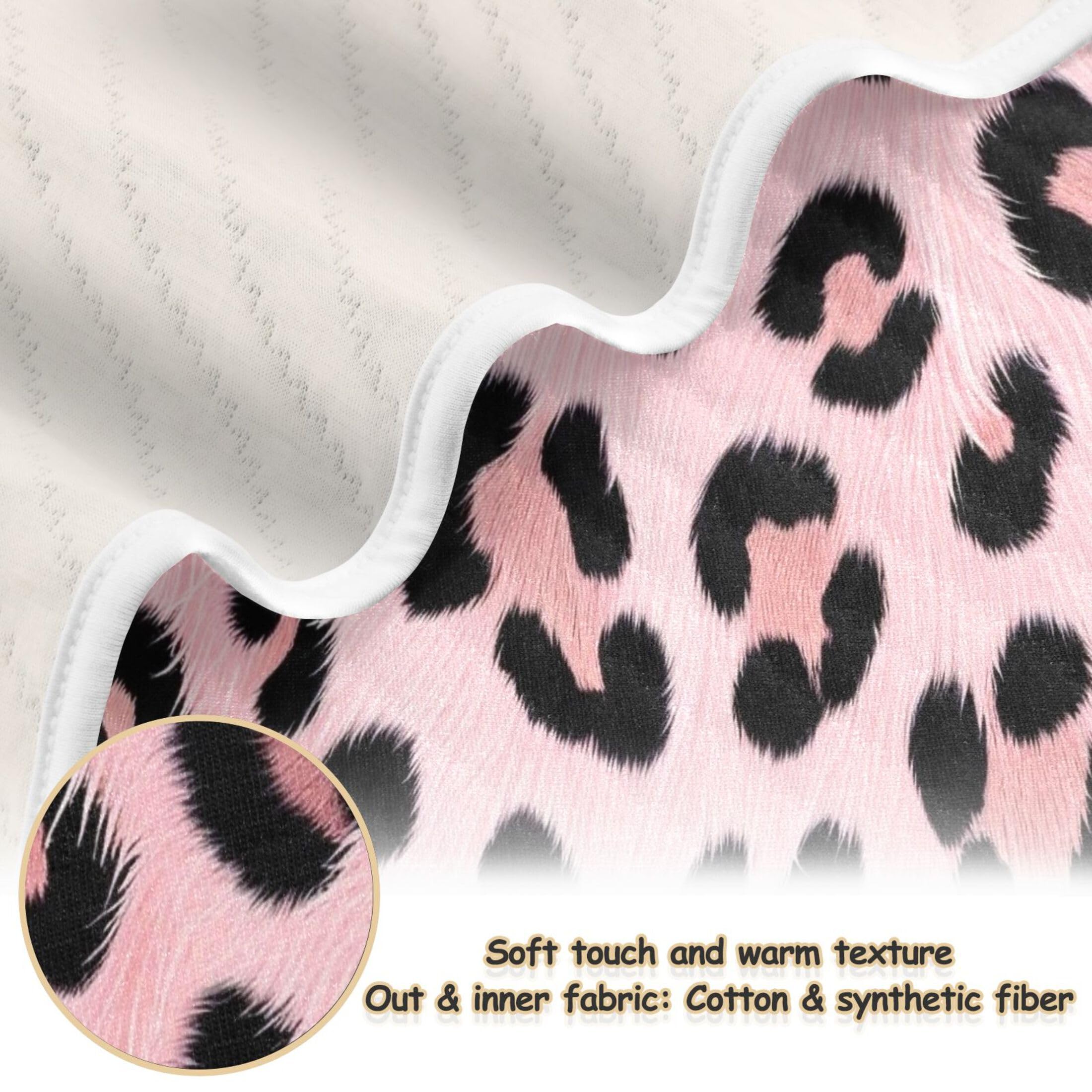Burbuja Pink Leopard Fur Baby Blanket for Boys Girls, Nursery Soft Warm Swaddling Receiving Baby Blankets, 30x40 in Toddler Blanket