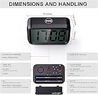 Vista 6 de Reloj a pilas con pantalla LED híbrida de 1.2 pulgadas / LCD de 1.8 pulgadas, reloj despertador digital pequeño inalámbrico, para dormitorio, pared