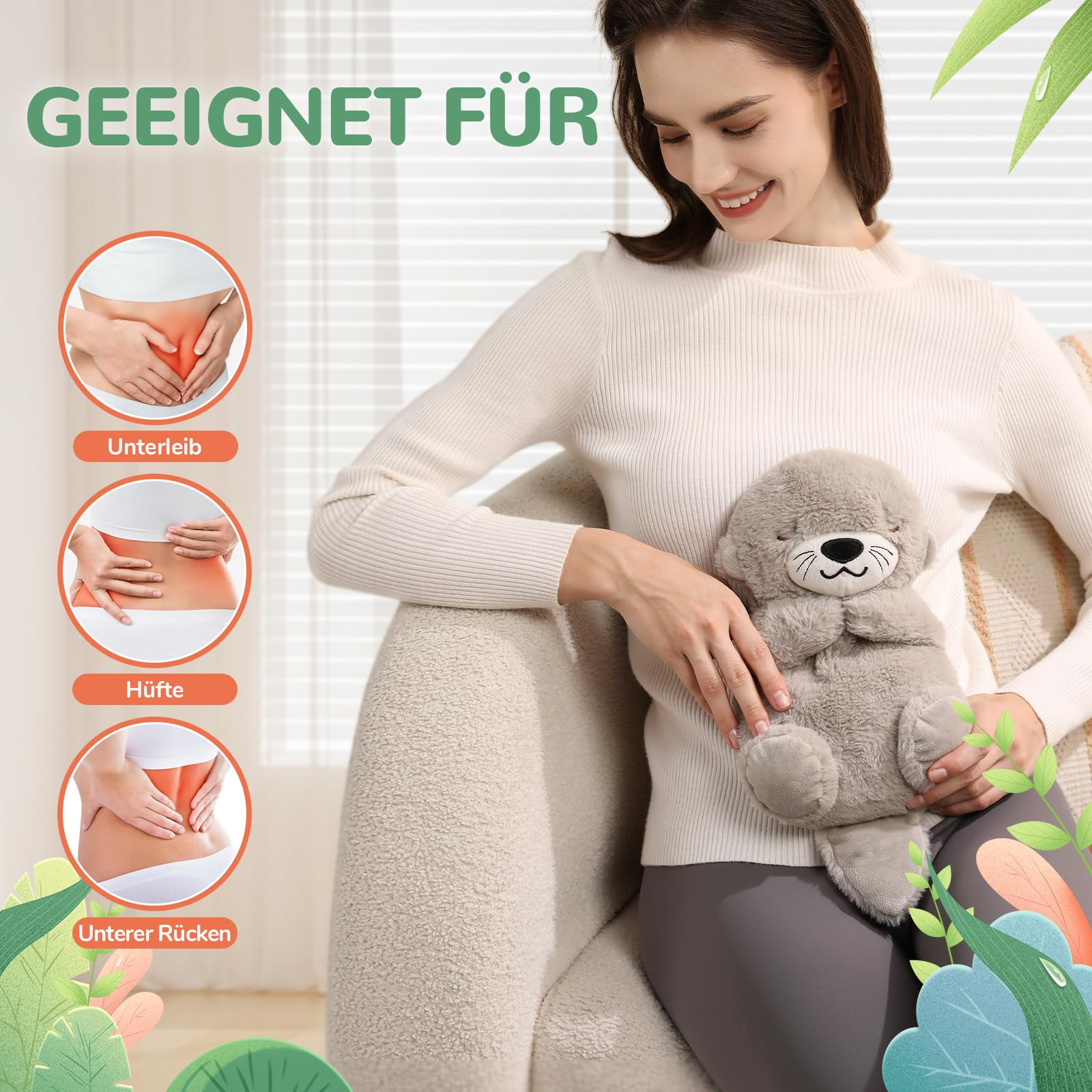 AROMA SEASON Wärmetier Plüsch Otter Mikrowelle-Wärmekissen Kuscheltier Körnerkissen Stofftier