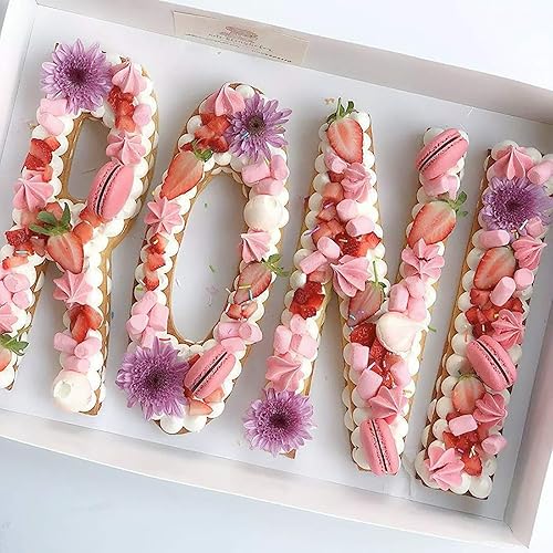 Miniatura 9 de MOTZU A-Z - Plantillas para tartas del alfabeto, 26 moldes de plantillas de pastel de letras, molde de corte de plástico plano de 4 pulgadas, molde