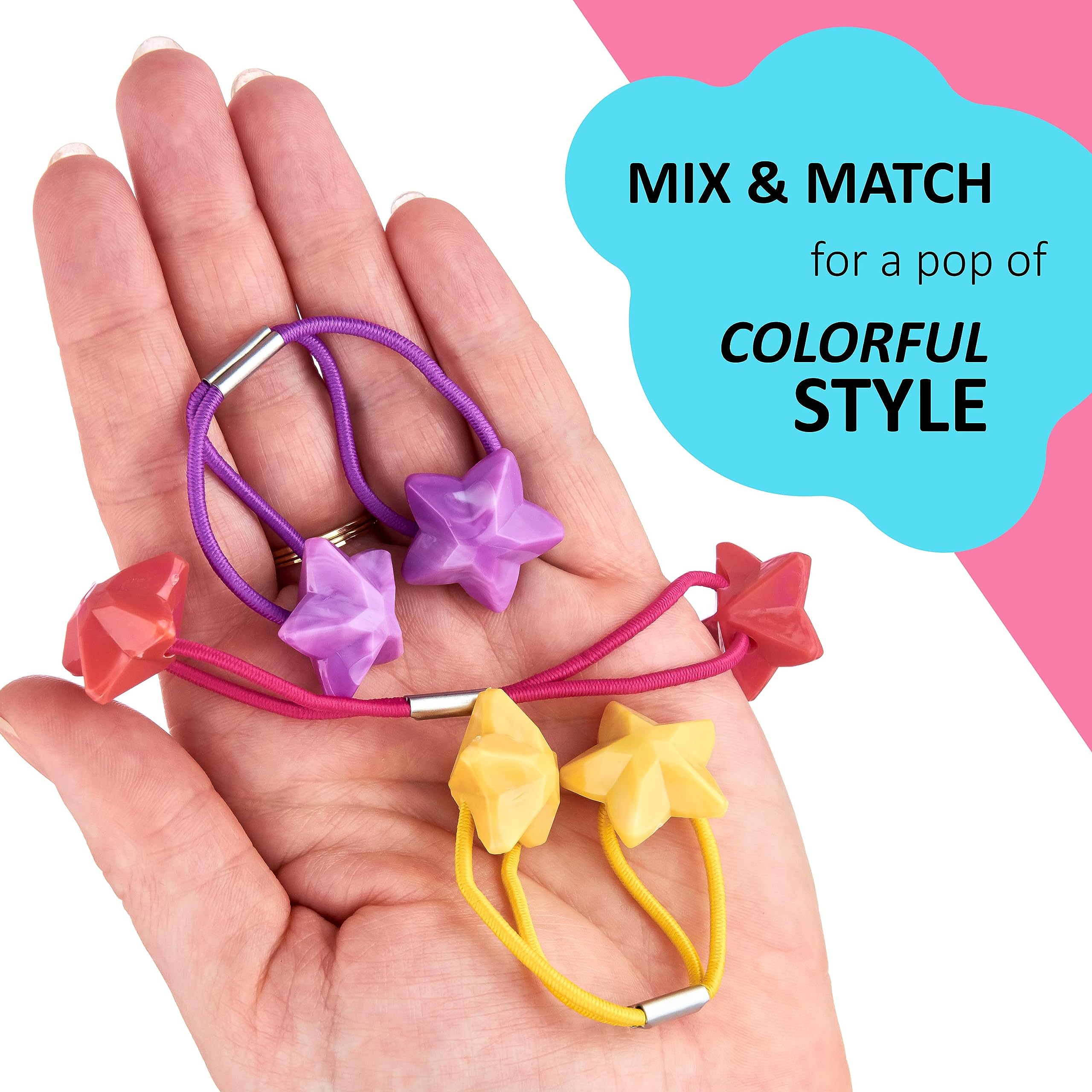 Pearl & Star Charm Hair Ties – Set of 2 Elastic Bands with Gold Accents Pearl Hair Tie main image 3