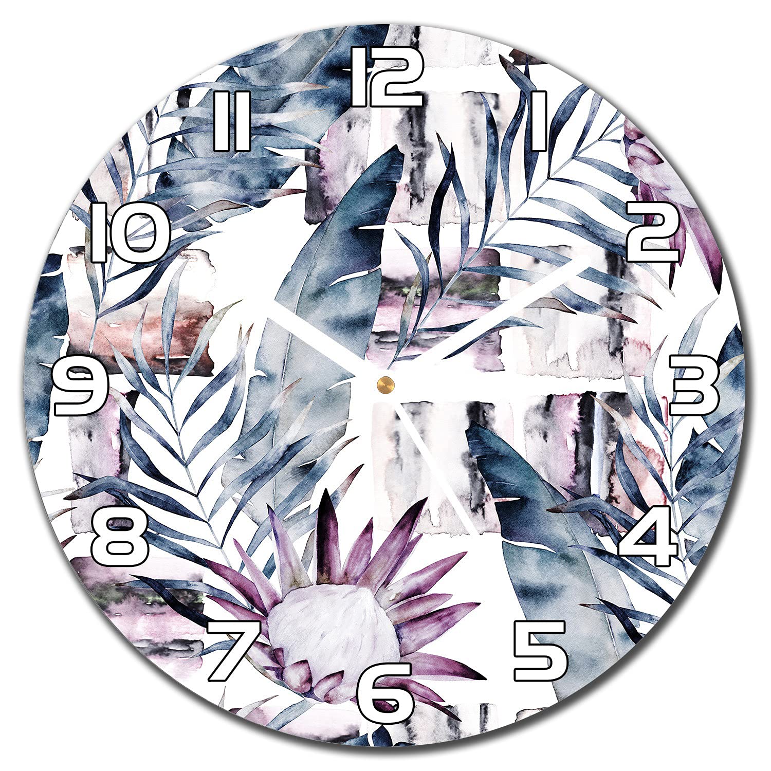 Horloge murale en verre 30 cm pendule salon design marbre d'été rétro