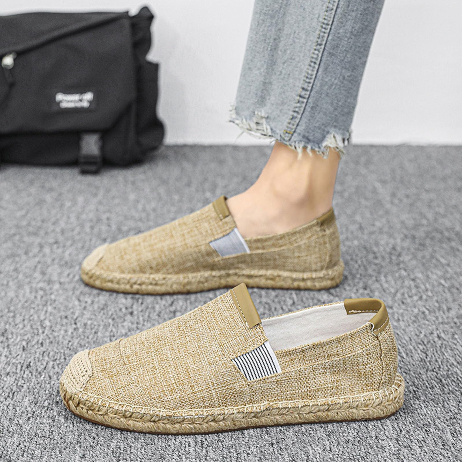 Generisch Męskie buty rekreacyjne, oddychające, lniane, stylowe, espadryle, buty wędkarskie, do noszenia na co dzień