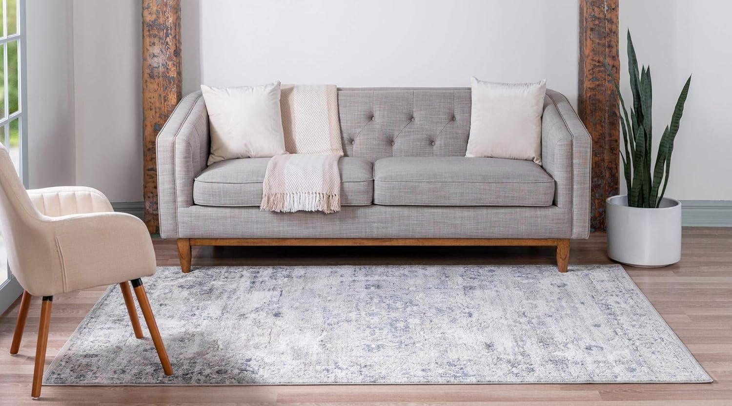 Rugs.com Oregon Collection Rug – 2' 2 x 3' Gray Low-Pile Rug Perfect for Living Rooms, Large Dining Rooms, Open Floorplans