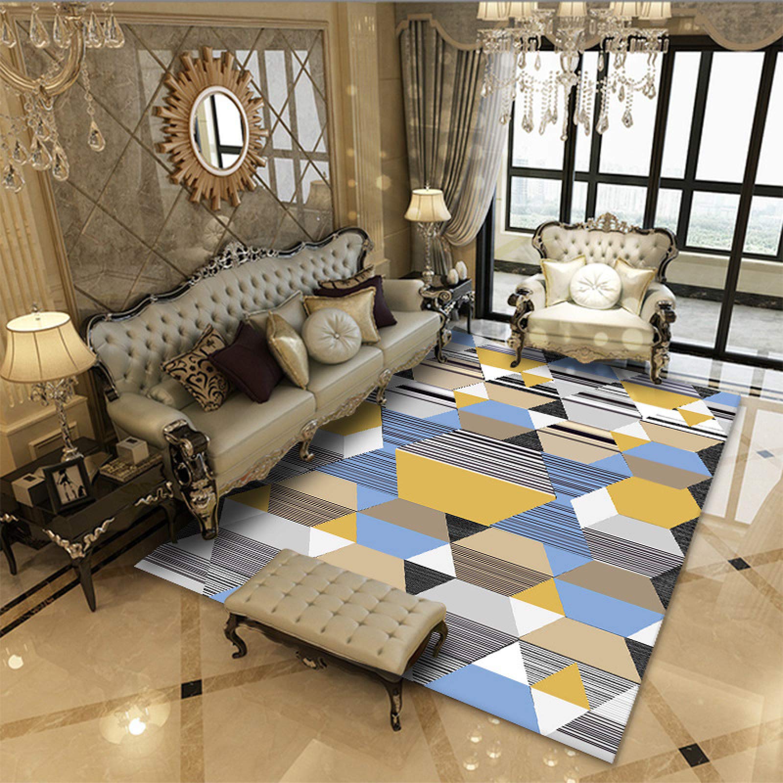 Tapis de salon moderne lavable pour éliminer les taches et sécuriser le sol