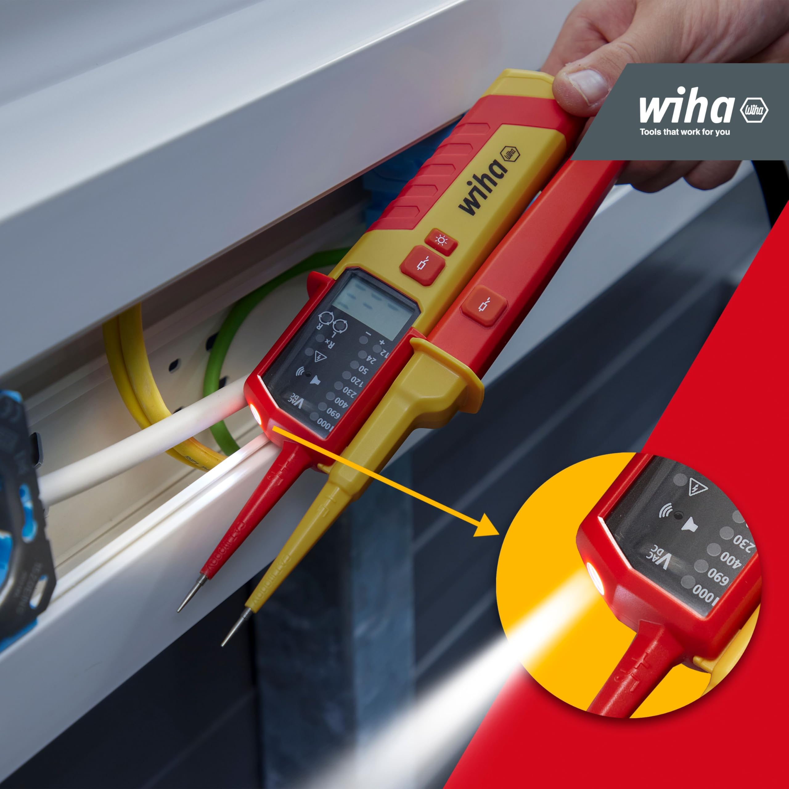 Wiha Testeur de tension et de continuité 0,5-1.000 V CAT IV pour photovoltaïque