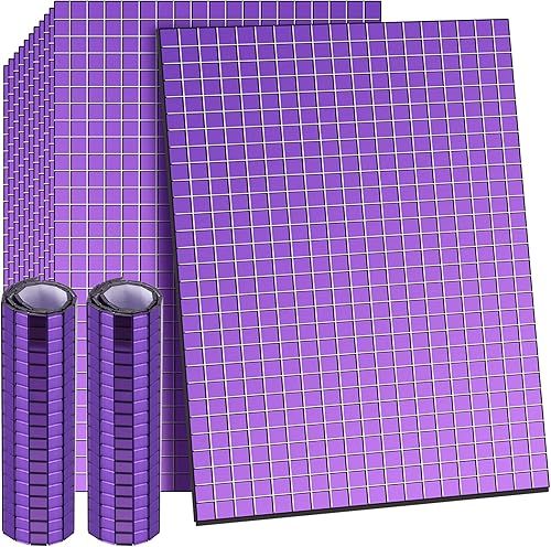Azulejos de mosaico autoadhesivos para proyectos de manualidades, 0.197 x 0.197 in (morado, 7200 piezas)