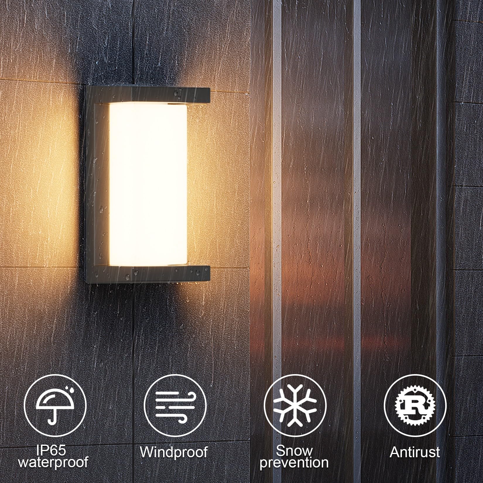 Klighten 2 Pieces LED Outdoor wall Light, 3000 K, IP65 Outdoor wall lamp, Aluminium Sconces - Image 2