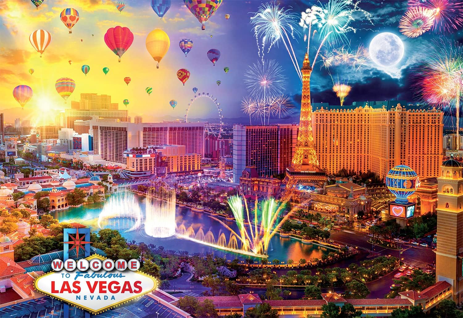Buffalo Games - Fabulous Las Vegas - 2000 Piece Jigsaw Puzzle for Adults Challenging Puzzle Perfect for Game Nights - 2000 Piece Finished Size is 38.50 x 26.50