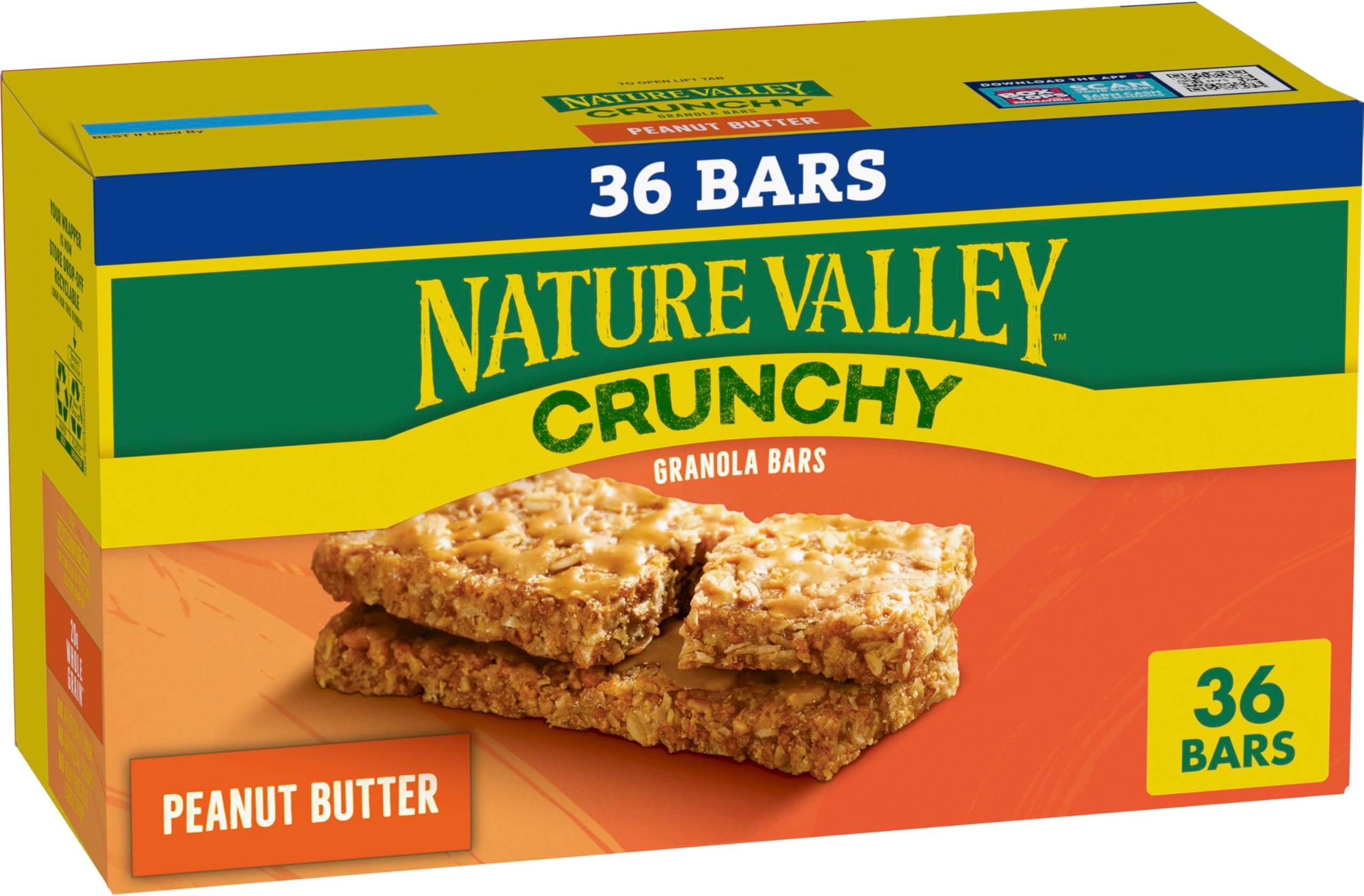 Nature Valley Crunchy Granola Bars, Peanut Butter, 36 Bars 26.82 OZ (18 Pouches)