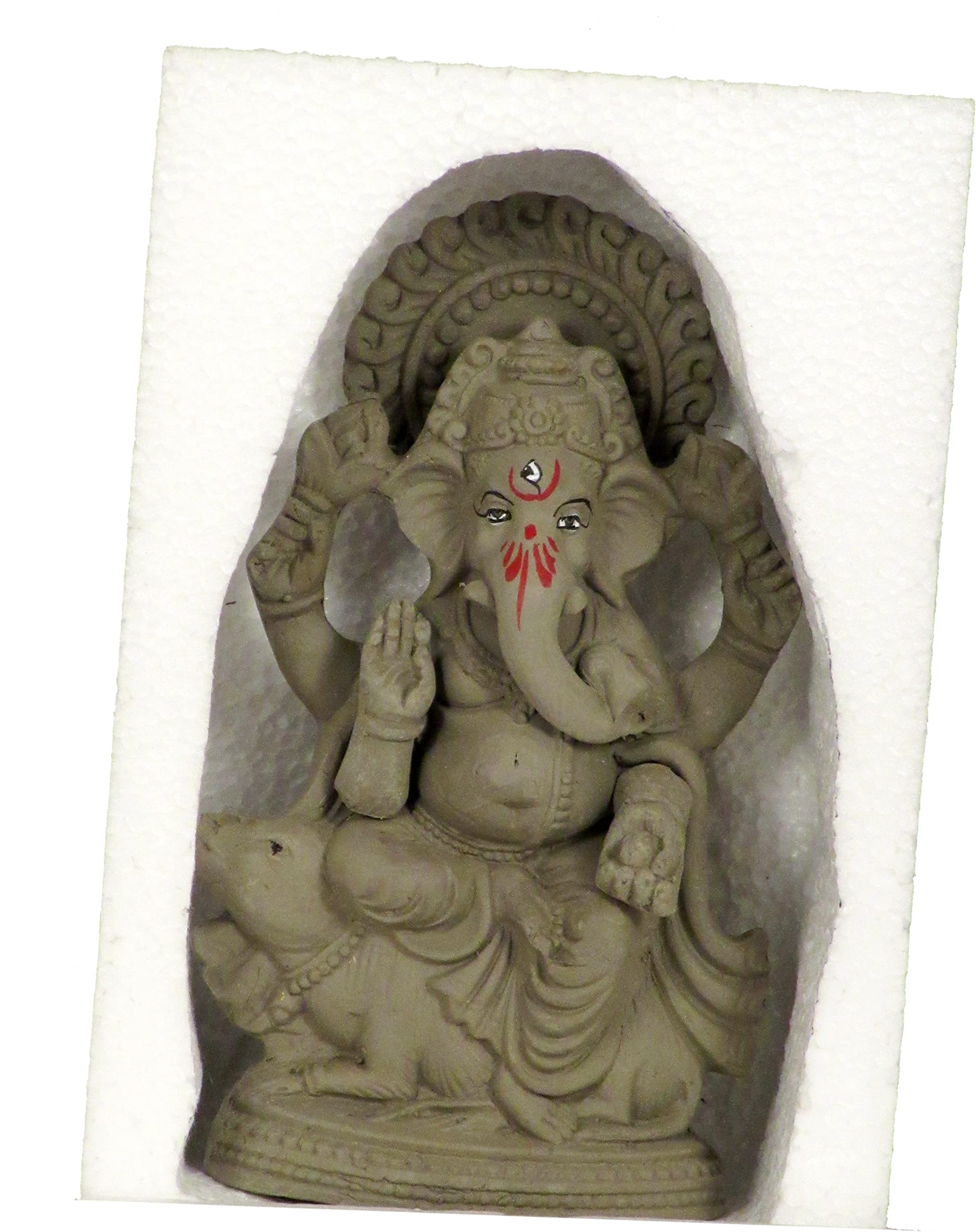 Suninow 100% Eco Friendly Clay Ganesh Idol for Ganesh Chaturthi 7.4 inch | Water Soluble | Ganesh chaturthi Idol | Clay Ganesha Idol (g12) 1