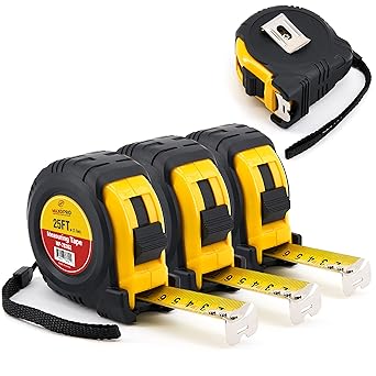 MaxoPro - 3 Pack Retractable Tape Measure 25 ft with Precision (1/32
