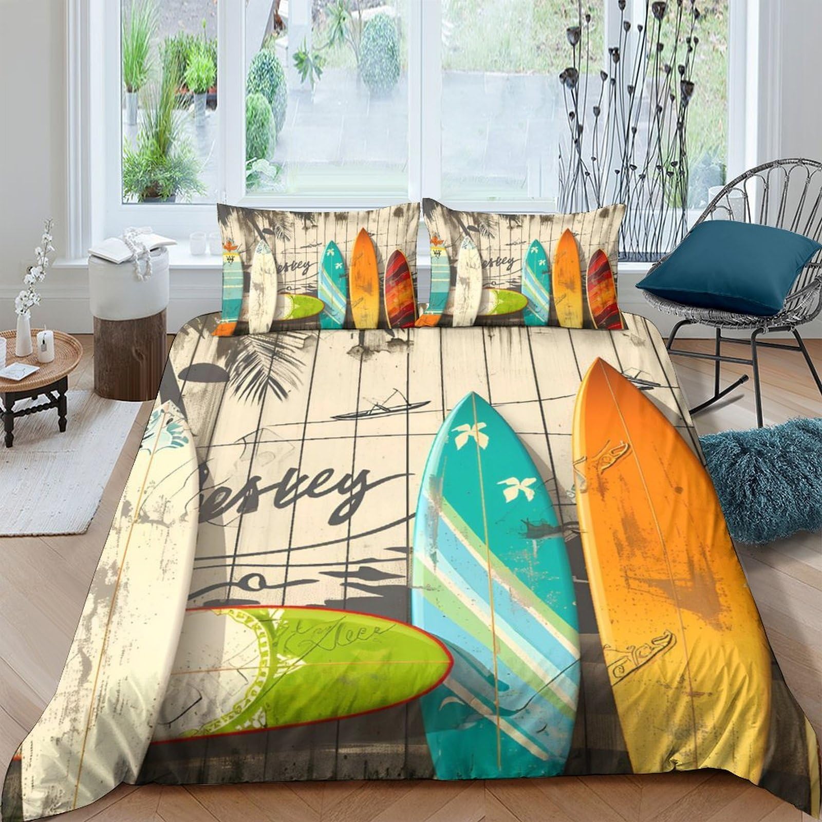 Ctjqhvkz Style-7 3D Printed Surf Board Beach Fitted Sheet Microfiber Soft Breathable Ocean Waves Mattress Cover For Bedroom Guest Room Decor Single（135X200cm）