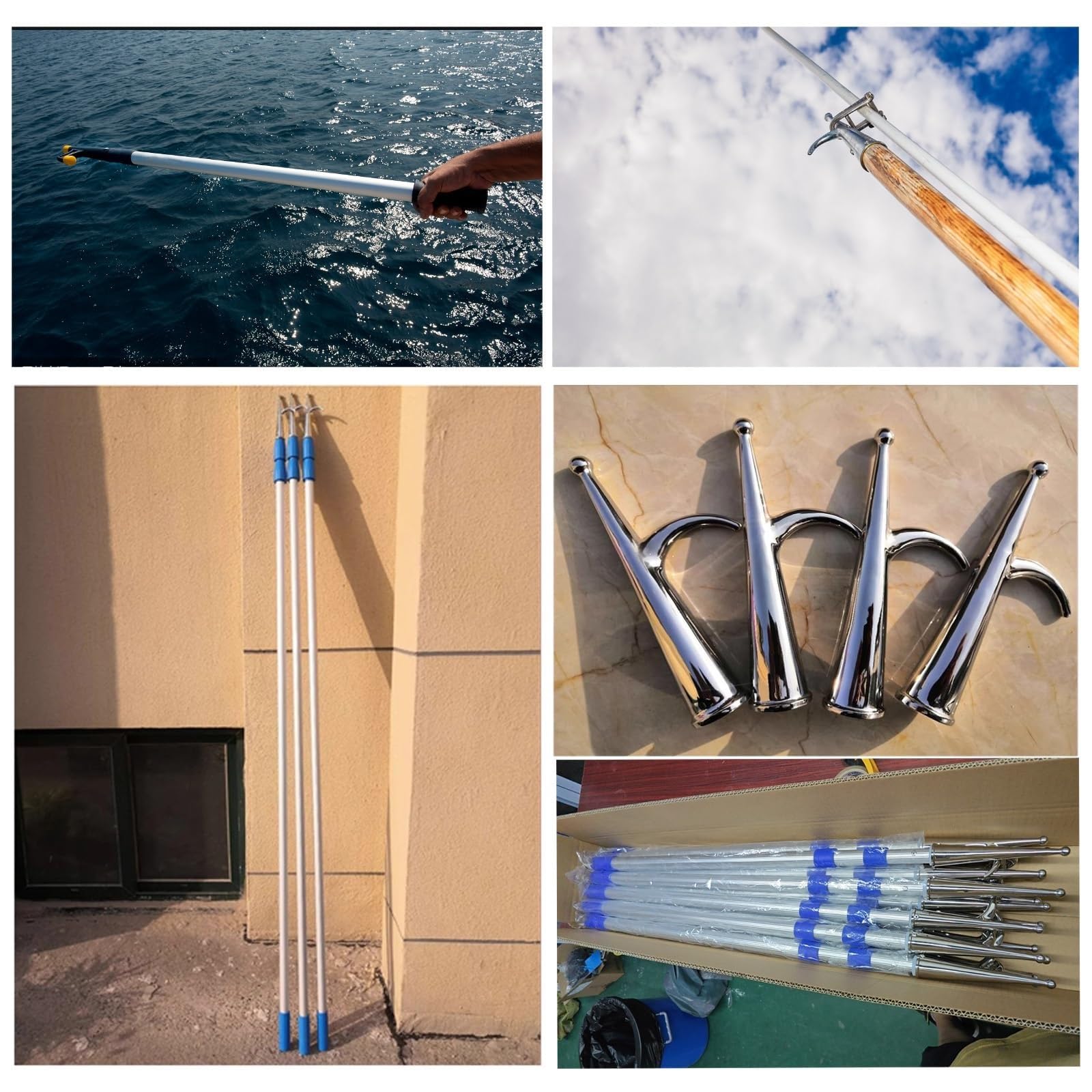 Gancio for barca marino telescopico, palo in alluminio resistente (3-6m)